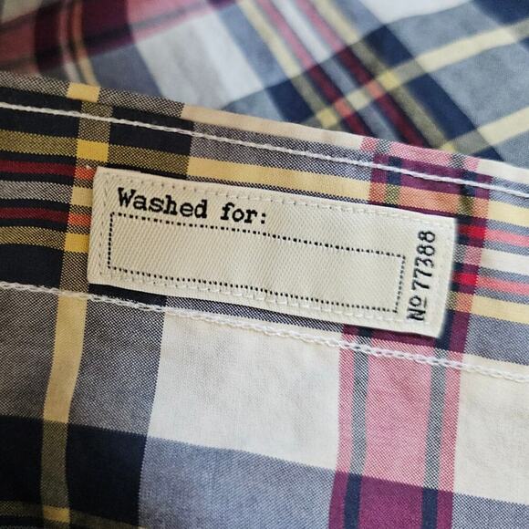J. Crew Mens Classic Plaid Button-Down Shirt Small Red Yellow Blue Long Sleeve - Picture 8 of 9